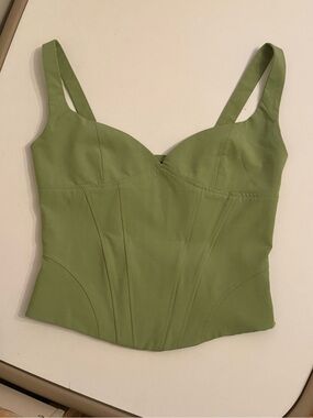 Zara Green Structured Bustier Crop Top